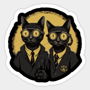 Modern Meows Atomic Age Black Kitschy Cats Sticker